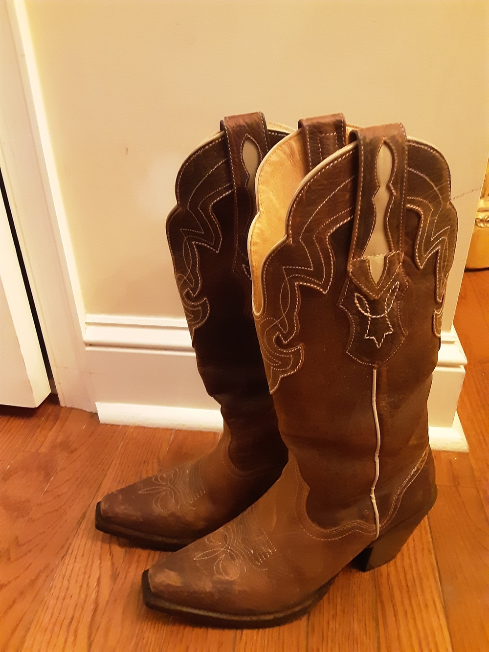 J.B. Dillon Brown Leather Western Cowboy Boots  - Size 7B